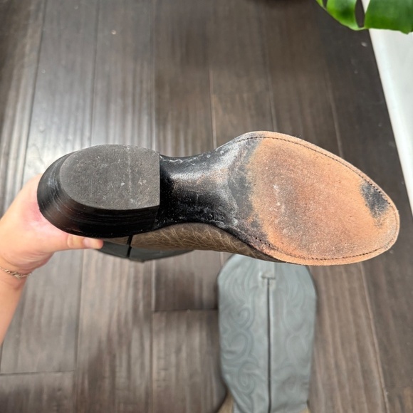 Vintage UNIQUE Green Blue Leather Western Cowboy Boot Women's Size 9 - Picture 4 of 8